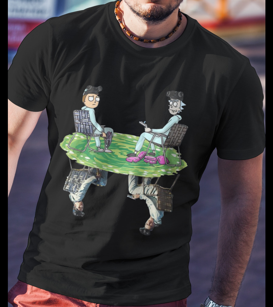 Rick And Morty Crossover Breaking Bad Walter And Jesse Reflection In Lawn Chairs T-Shirt