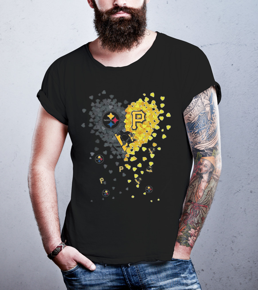 Pittsburgh Steelers Penguins Pirates Heart T-Shirt