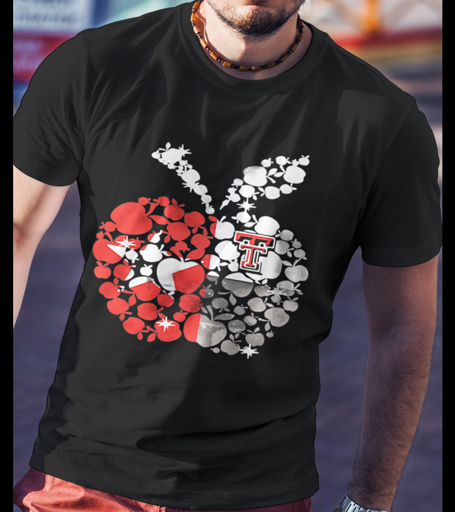 Texas Tech Red Raiders Apple Pattern State Flag T-Shirt