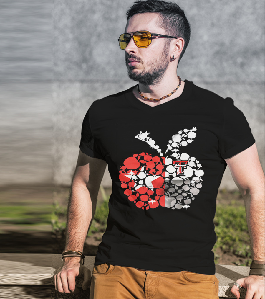 Texas Tech Red Raiders Apple Pattern State Flag T-Shirt