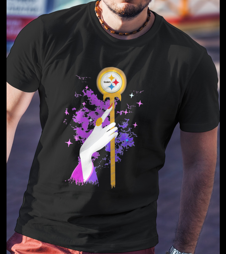 Pittsburgh Steelers Magic Wand With Logo Witches Theme T-Shirt