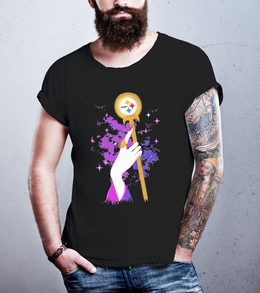 Pittsburgh Steelers Magic Wand With Logo Witches Theme T-Shirt