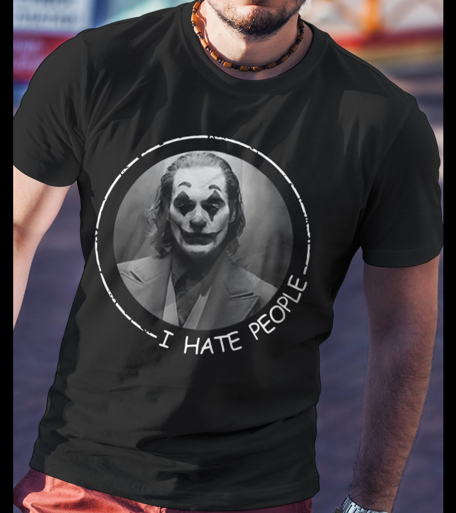Joker I Hate People Clown Face Circle T-Shirt