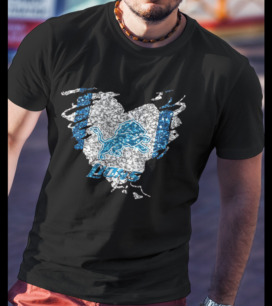 Detroit Lions Heart Diamond T-Shirt