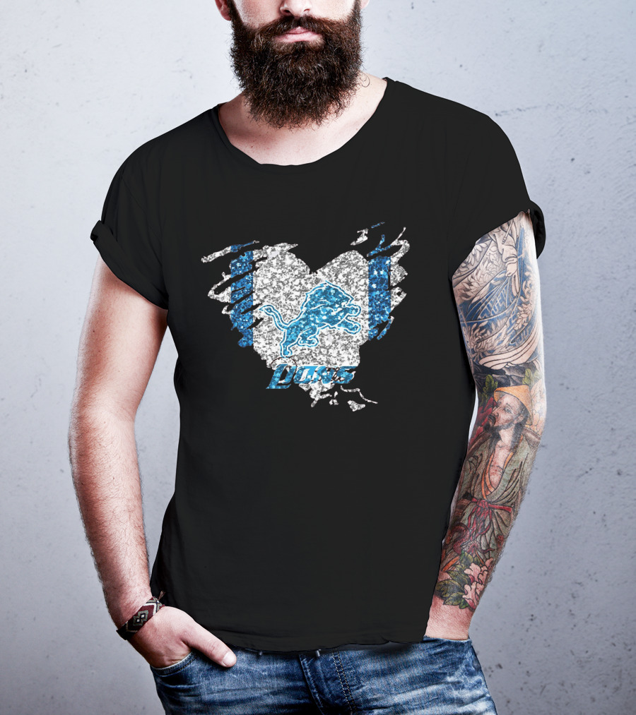 Detroit Lions Heart Diamond T-Shirt