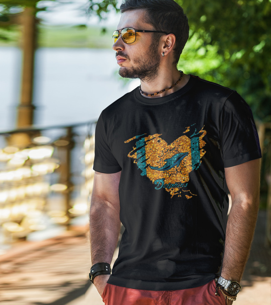 Heart Diamond Dolphins Miami T-Shirt