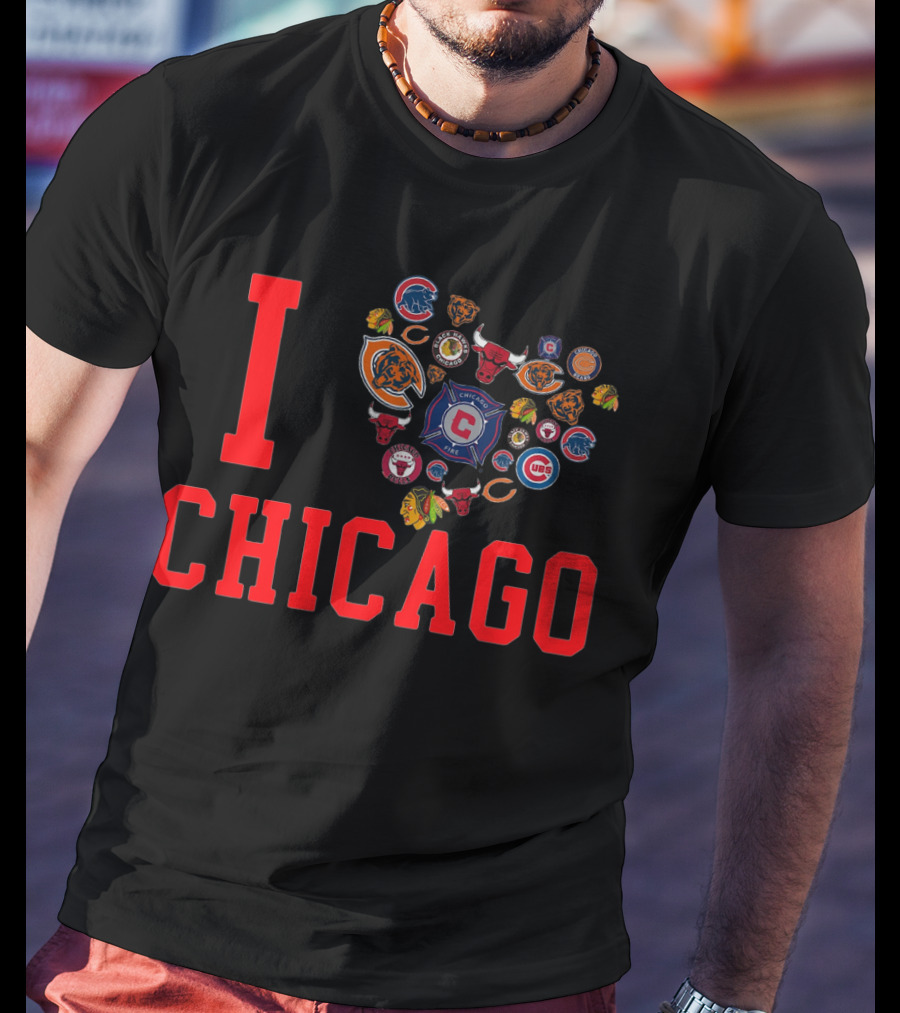 I Chicago Bulls Cubs Bears Blackhawks Fire Sports T-Shirt