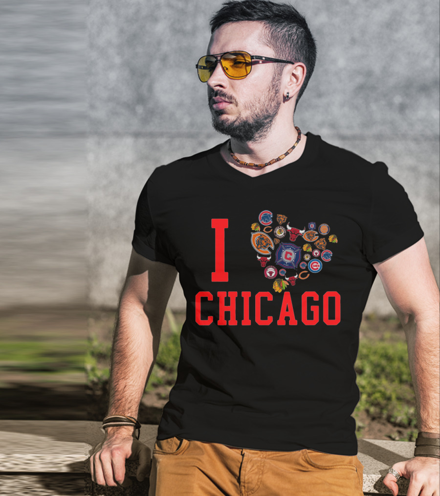 I Chicago Bulls Cubs Bears Blackhawks Fire Sports T-Shirt