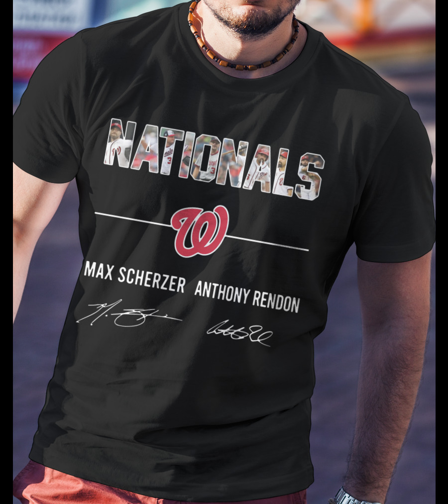 Nationals Max Scherzer Anthony Rendon Washington Team Logo Signatures T-Shirt