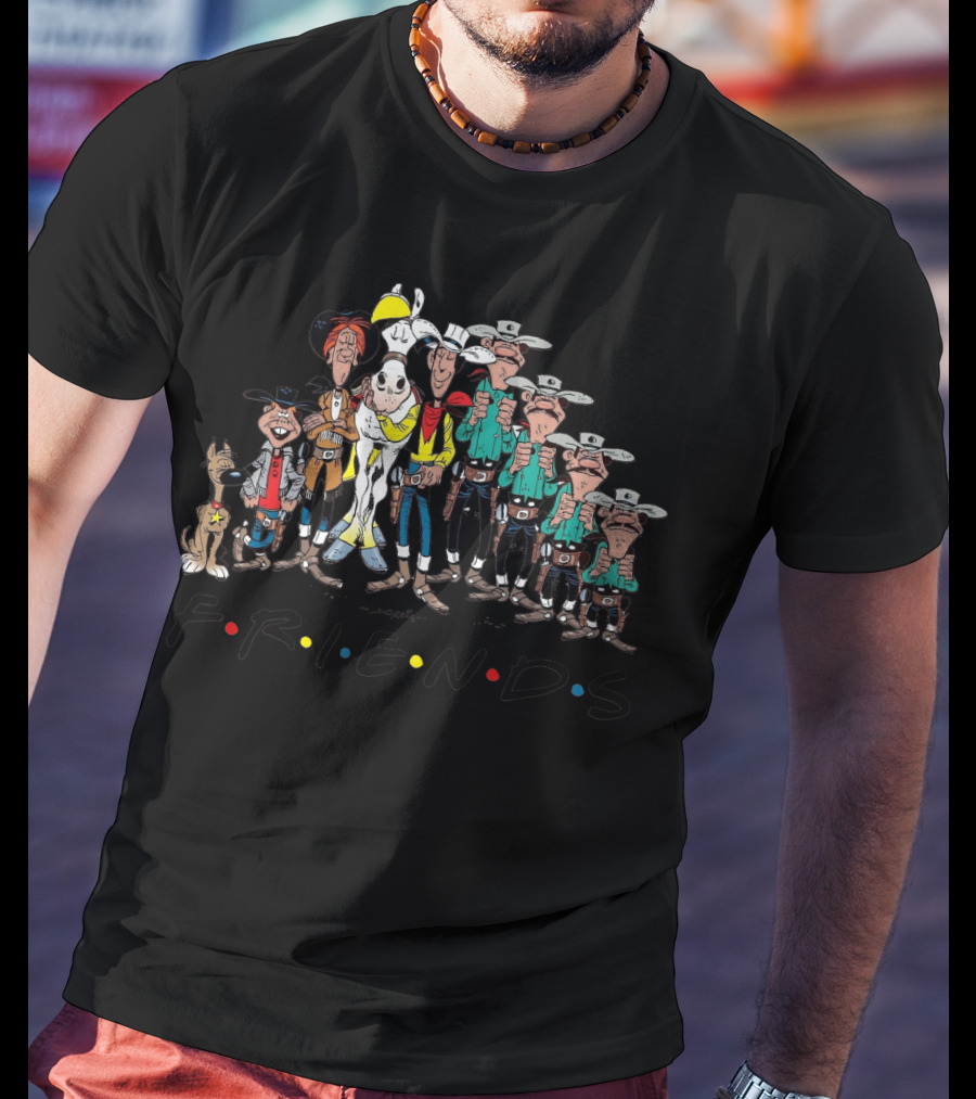 Lucky Luke Friends Cowboys Text Western T-Shirt