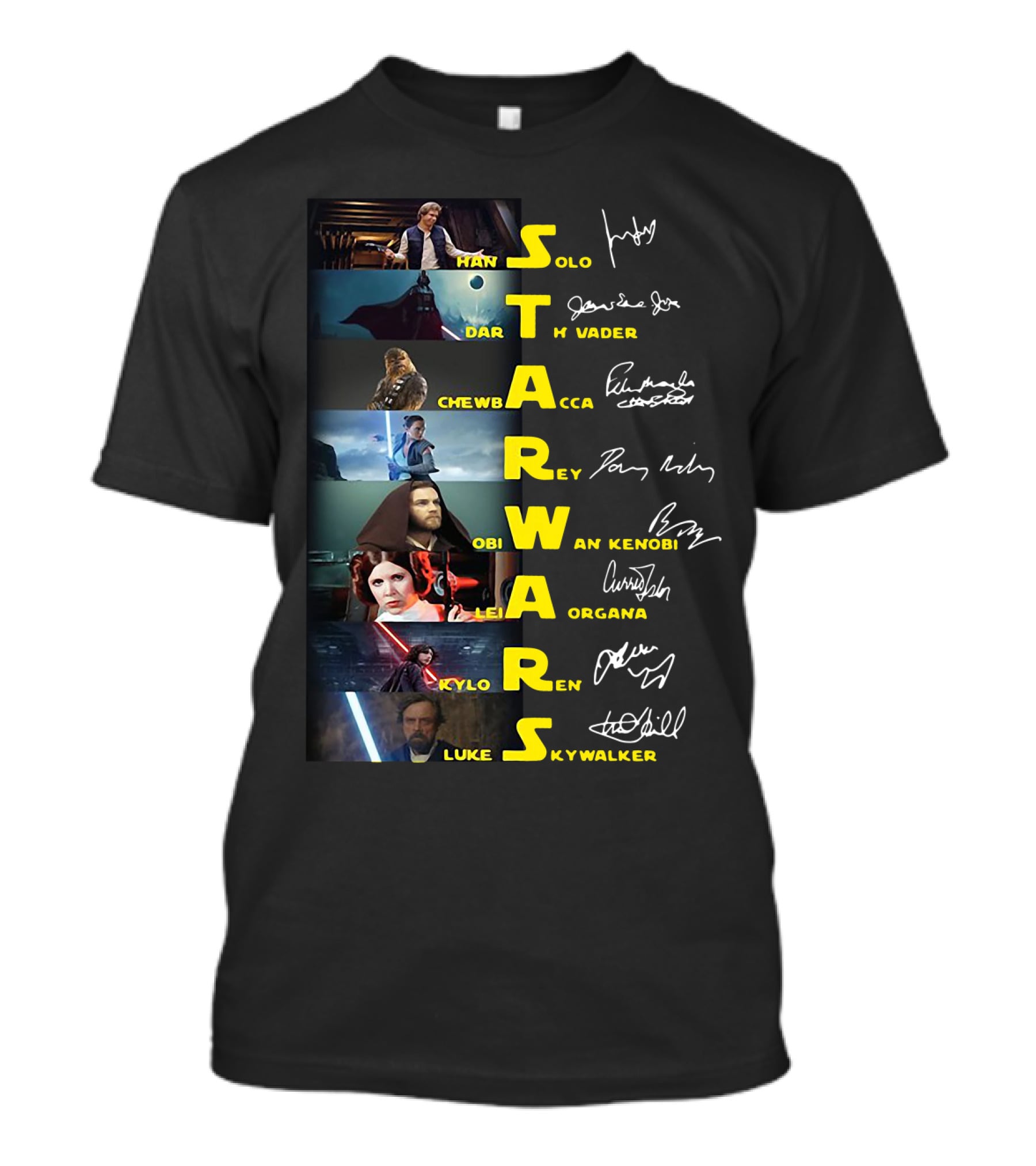 Star Wars Han Solo Darth Vader Chewbacca Obi-Wan Kenobi Leia Organa Kylo Ren Luke Skywalker T-Shirt