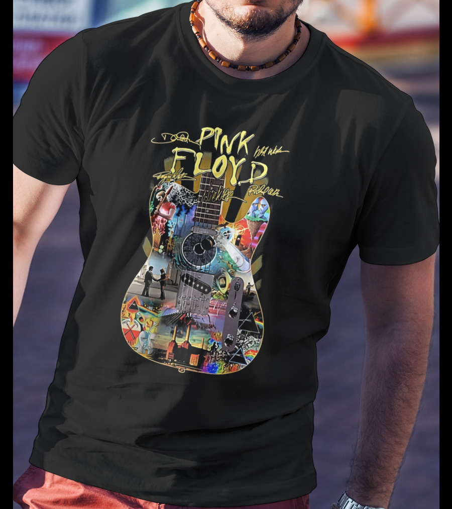 Pink Floyd Guitar Collage Dark Side Of The Moon The Wall Wish You Were Here T-Shirt