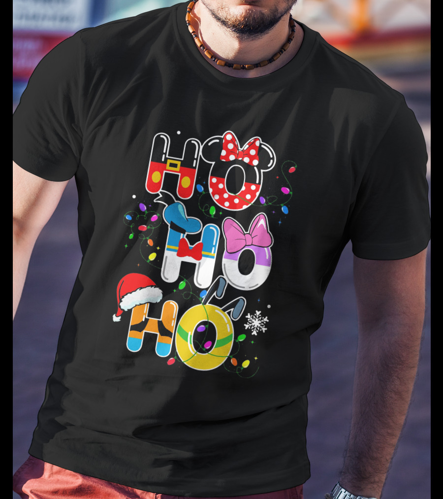 Ho Ho Ho Disney Mickey Minnie Donald Daisy Goofy Pluto Christmas T-Shirt