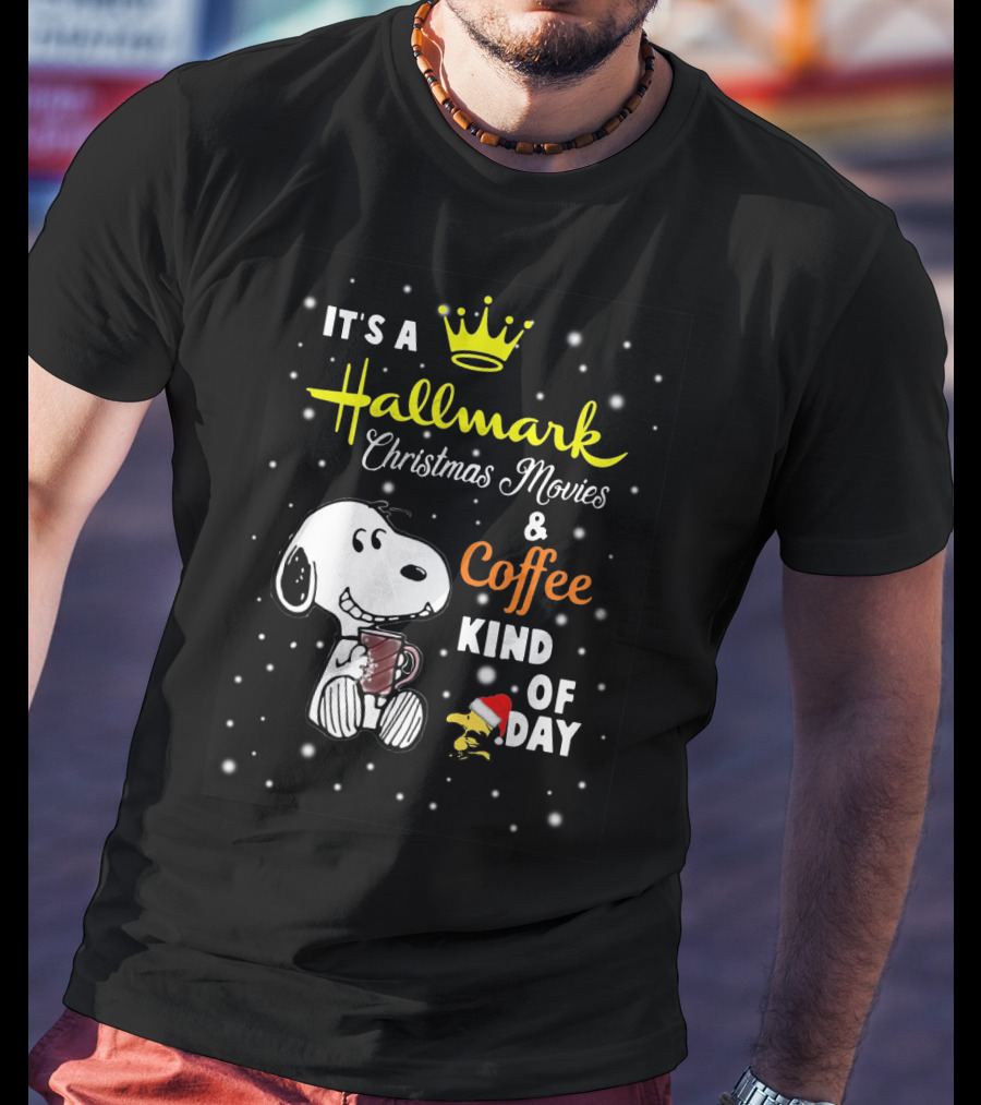 Snoopy Hallmark Christmas Movies And Coffee Kind Of Day Snowflakes T-Shirt