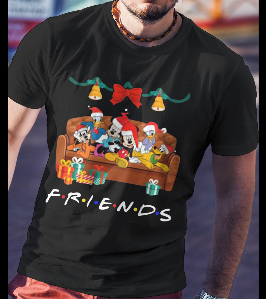 Disney Characters Christmas Friends TV Show Couch Scene T-Shirt