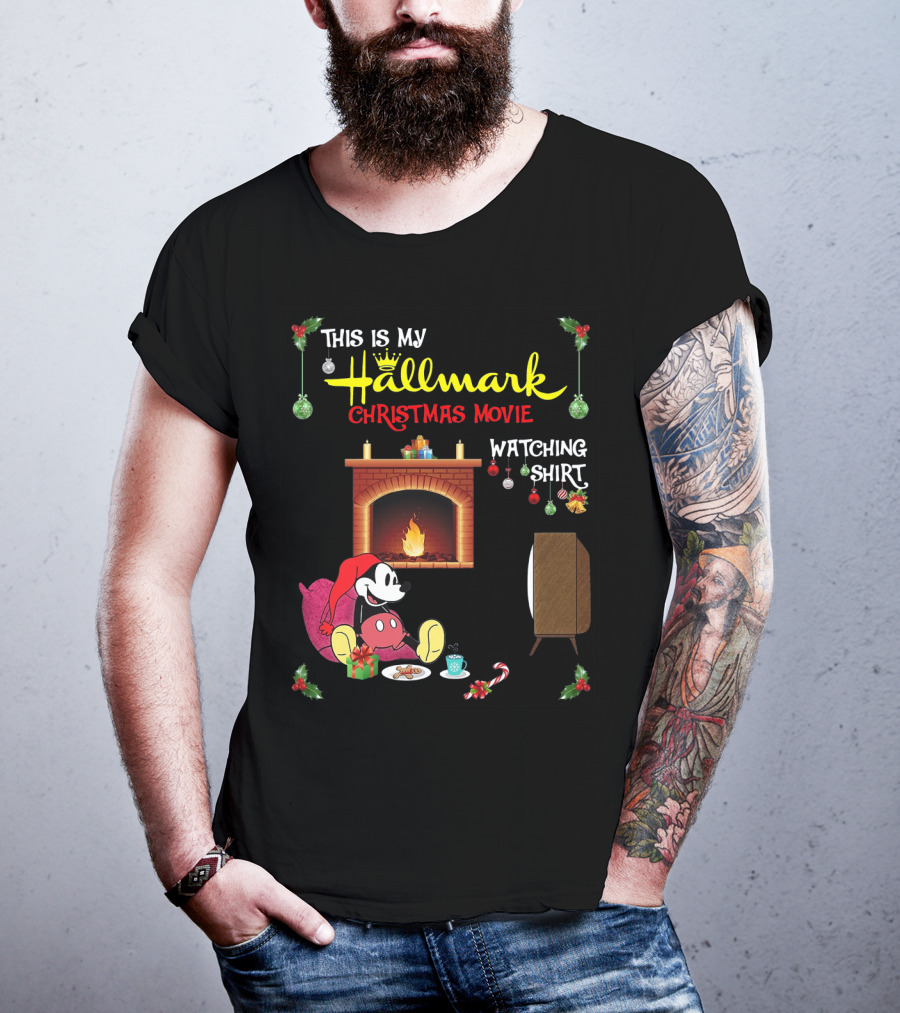 This Is My Hallmark Christmas Movie Watching Shirt Mickey Mouse Cozy Holiday Scene T-Shirt