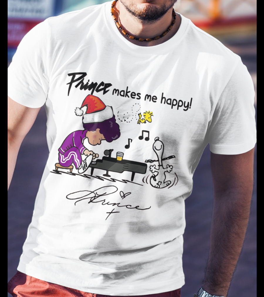 Prince Makes Me Happy Schroeder Snoopy Peanuts Christmas T-Shirt