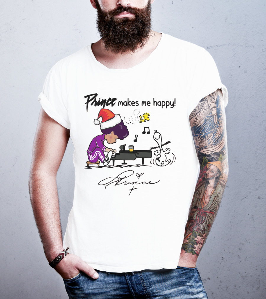 Prince Makes Me Happy Schroeder Snoopy Peanuts Christmas T-Shirt