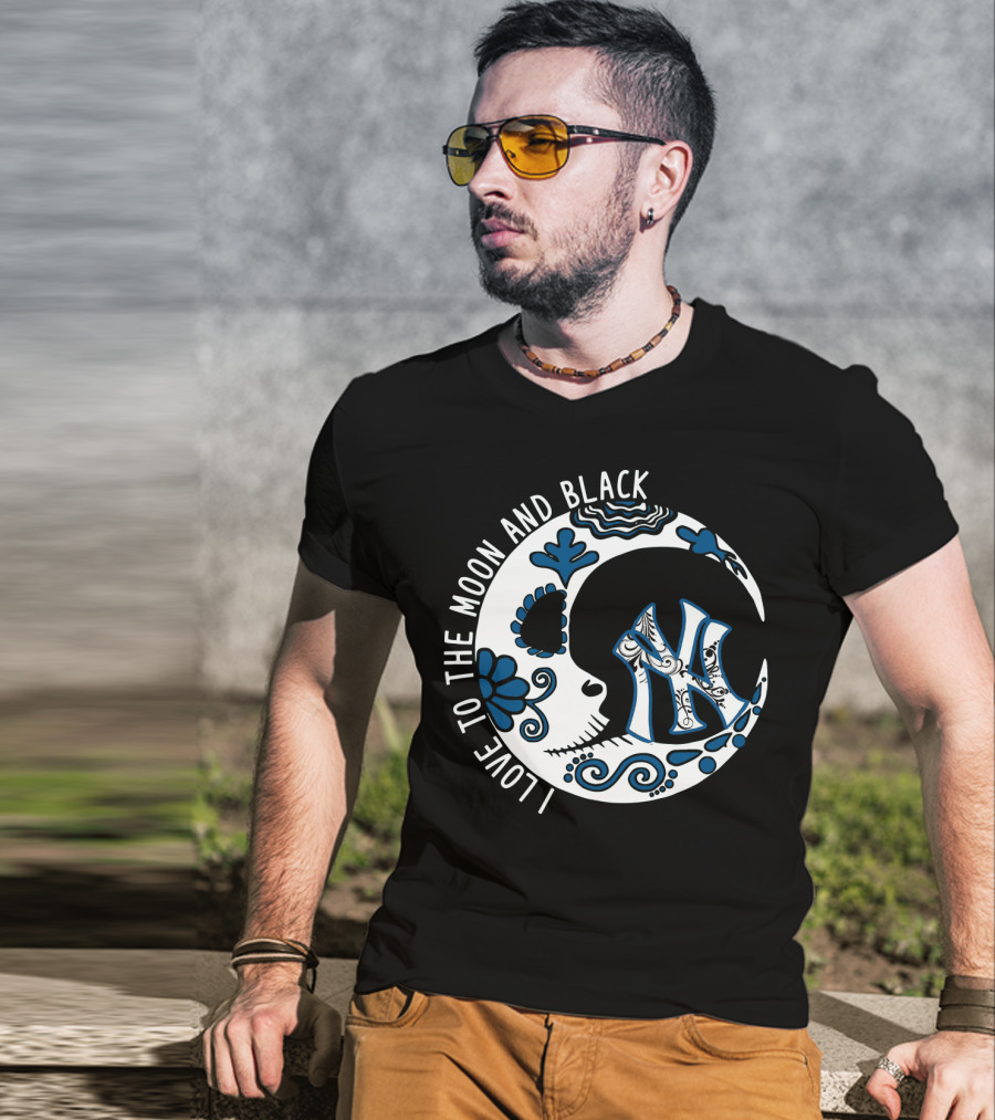 New York Yankees I Love To The Moon And Black T-Shirt