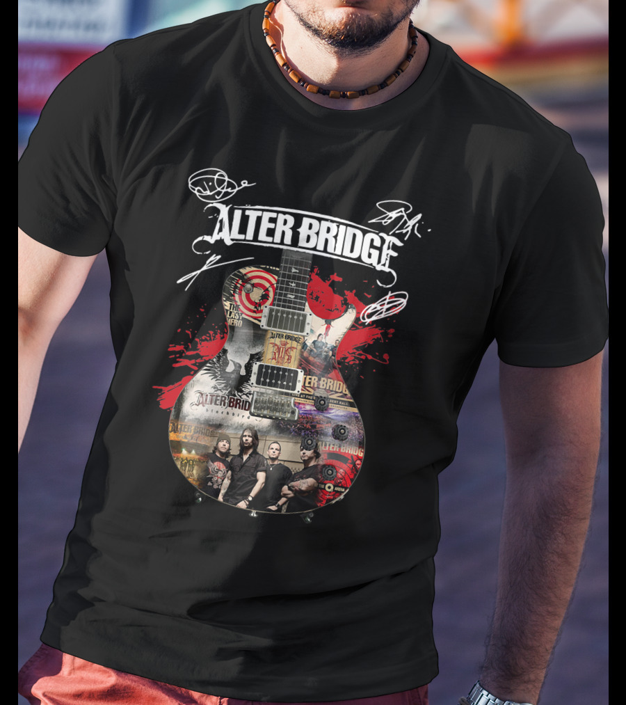 Alter Bridge Rock Band Collage Guitar T-Shirt