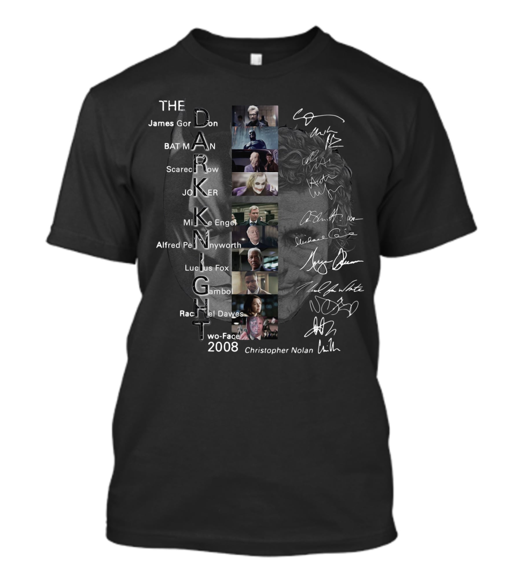 The Dark Knight James Gordon Batman Scarecrow Joker Mike Engel Alfred Pennyworth 2008 Christopher Nolan T-Shirt
