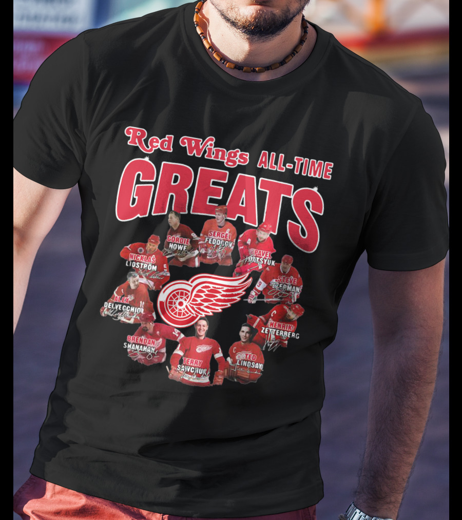 Red Wings All-Time Greats Legends Hockey Players T-Shirt