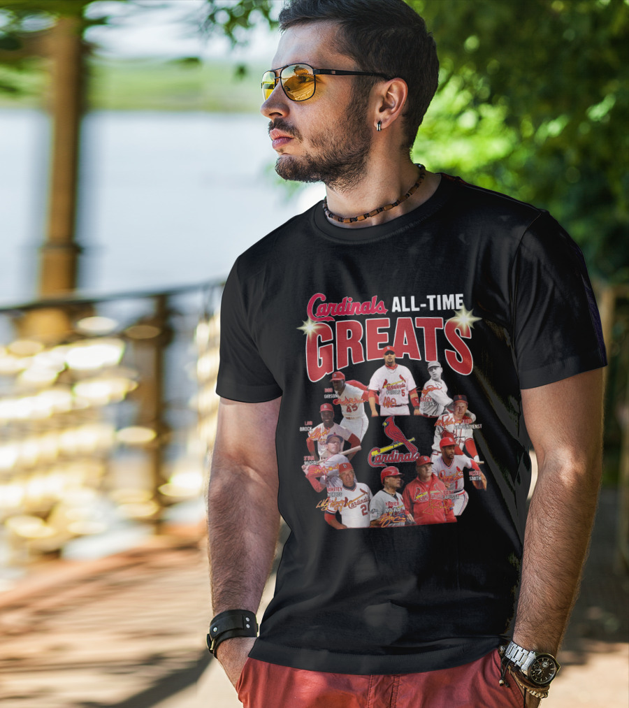 Cardinals All-Time Greats Legends Bob Gibson Lou Brock Stan Musial Ozzie Smith Tony La Russa T-Shirt
