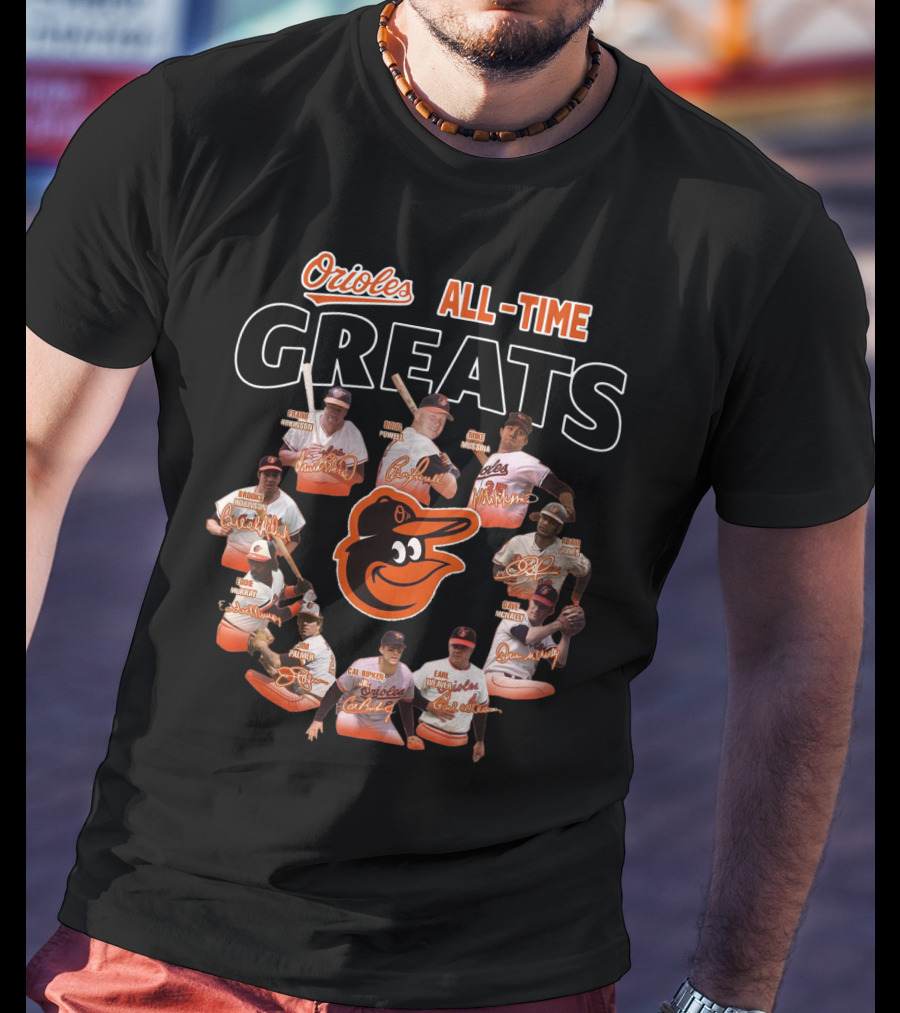 Orioles All-Time Greats Brooks Robinson Cal Ripken Jr. Jim Palmer Eddie Murray Frank Robinson T-Shirt