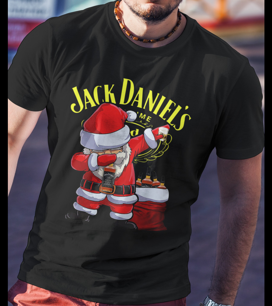 Santa Claus Dabbing With Jack Daniel's Bottles In Sack T-Shirt