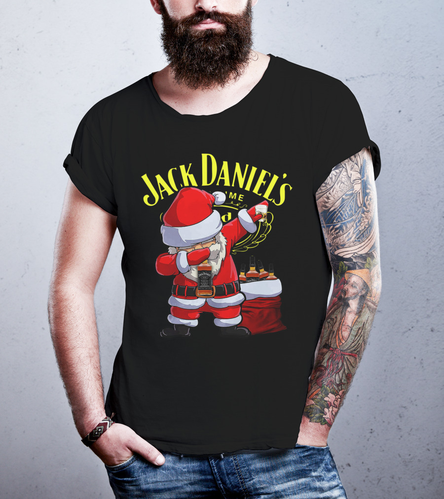 Santa Claus Dabbing With Jack Daniel's Bottles In Sack T-Shirt