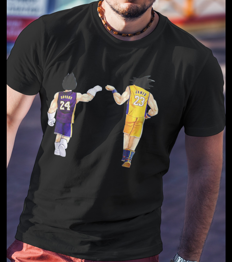 Vegeta And Goku In Kobe Bryant 24 And LeBron James 23 Basketball Jerseys T-Shirt
