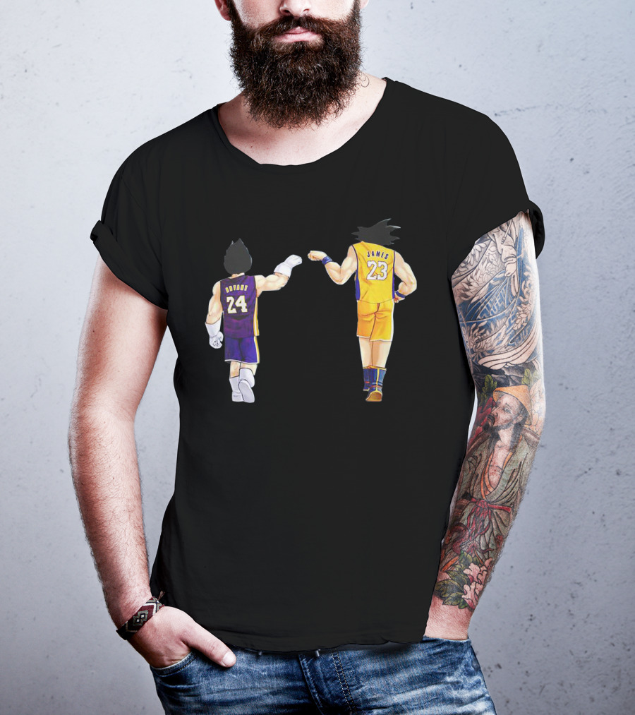 Vegeta And Goku In Kobe Bryant 24 And LeBron James 23 Basketball Jerseys T-Shirt