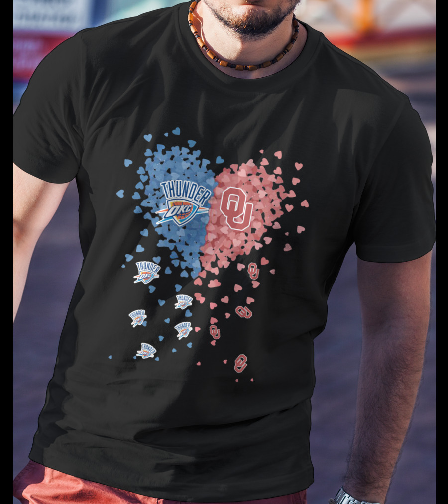 Oklahoma City Thunder Okc University Of Oklahoma Heart Shapes T-Shirt