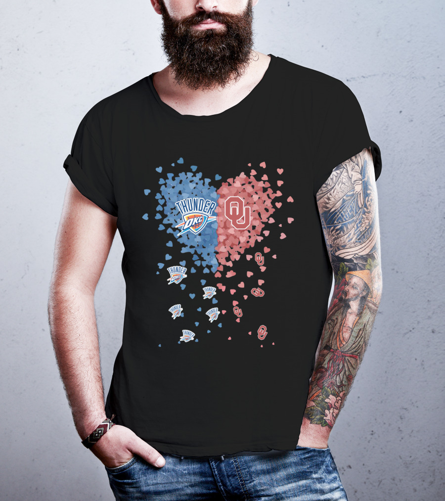 Oklahoma City Thunder Okc University Of Oklahoma Heart Shapes T-Shirt