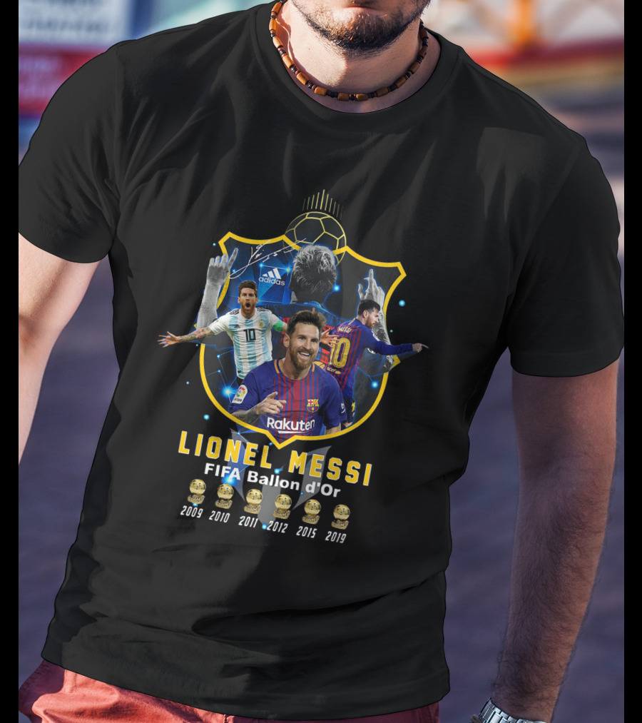Lionel Messi Fifa Ballon D'or 2009 2010 2011 2012 2015 2019 T-Shirt