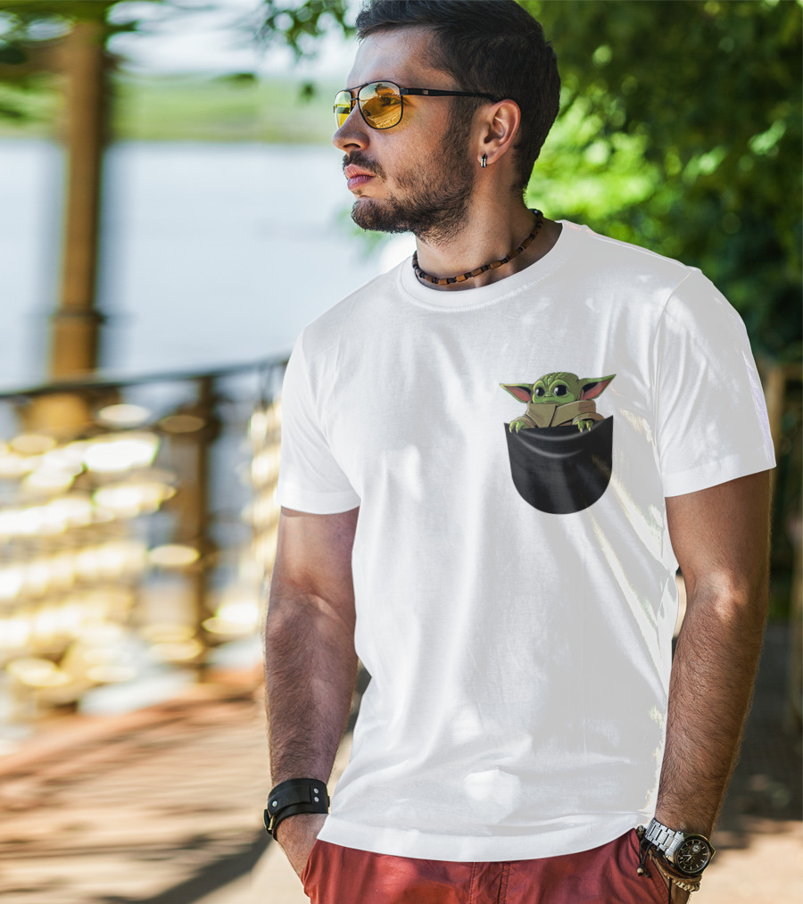 The Mandalorian Grogu Baby Yoda In Pocket Star Wars T-Shirt