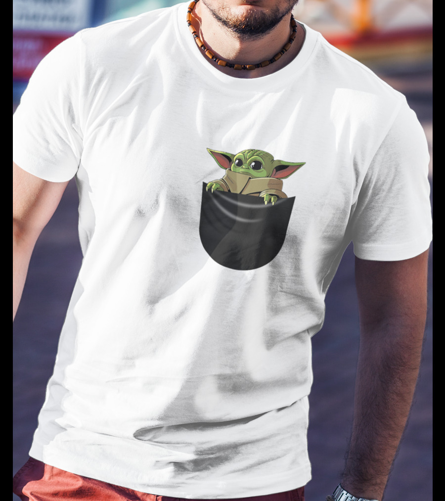 The Mandalorian Grogu Baby Yoda In Pocket Star Wars T-Shirt