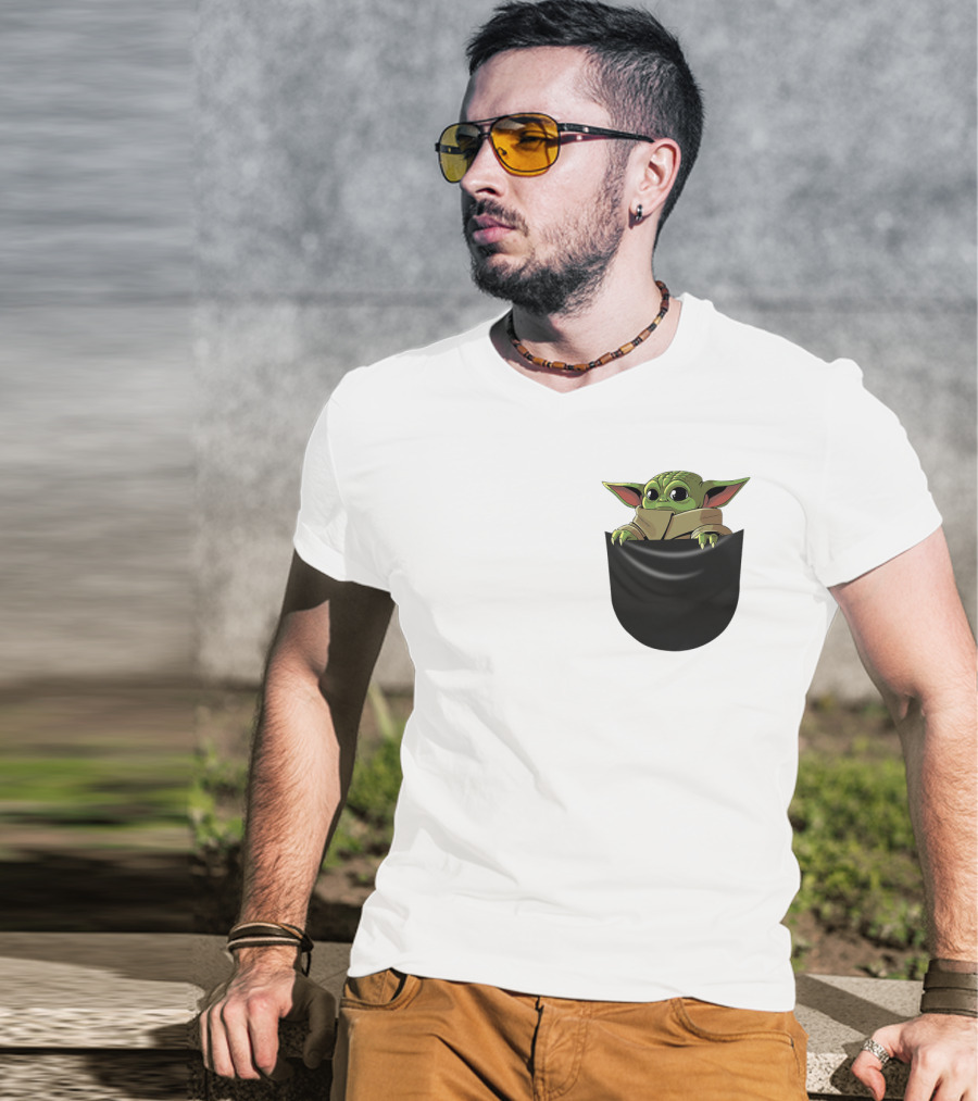 The Mandalorian Grogu Baby Yoda In Pocket Star Wars T-Shirt