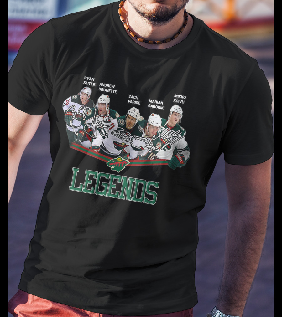 Ryan Suter Andrew Brunette Zach Parise Marian Gaborik Mikko Koivu Minnesota Wild Legends T-Shirt