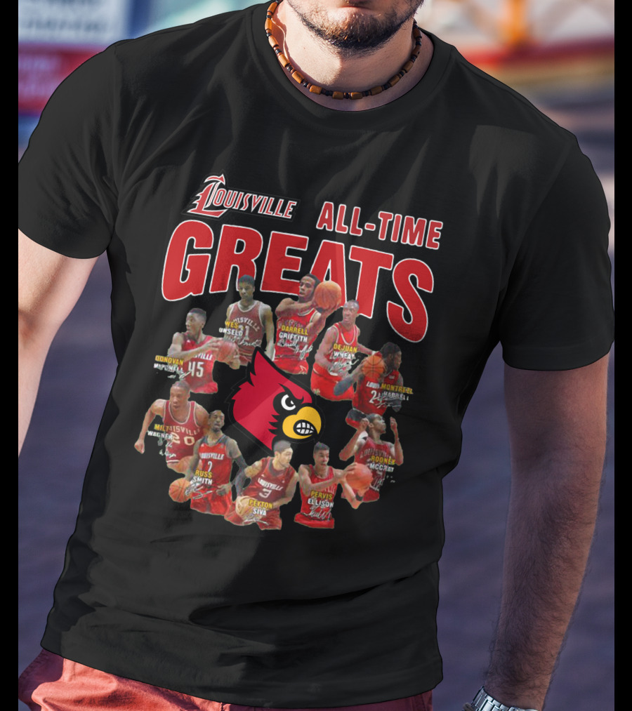 Louisville Cardinals Basketball All-Time Greats Legends Unseld Griffith Siva T-Shirt