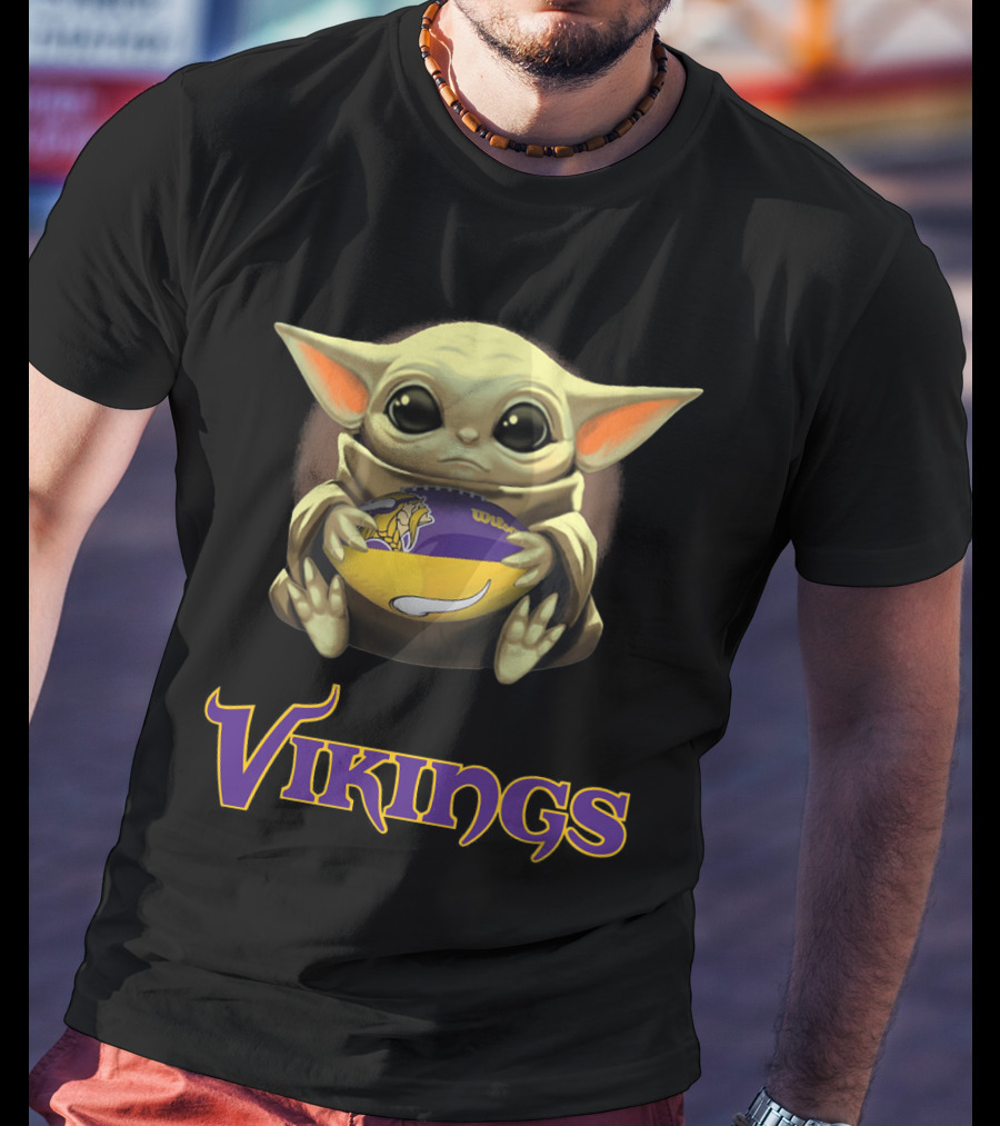 Baby Yoda With Minnesota Vikings Football T-Shirt