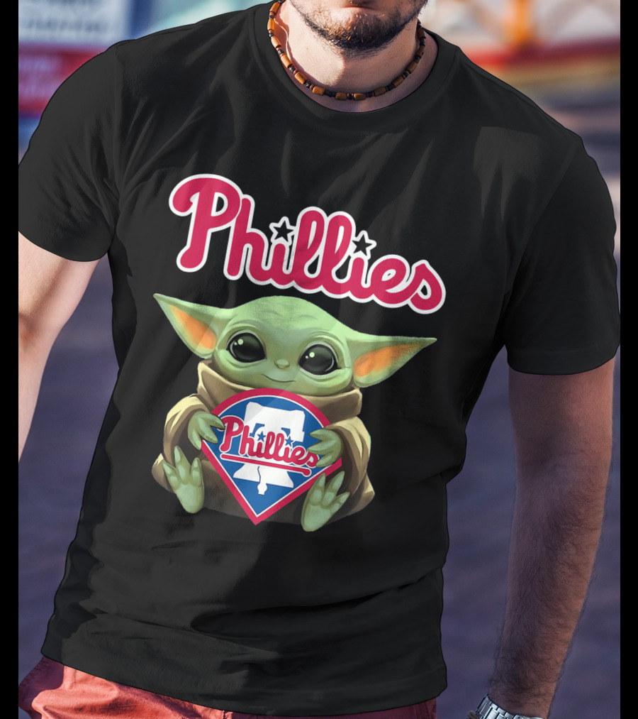 Phillies Baby Yoda Hug Philadelphia Phillies T-Shirt