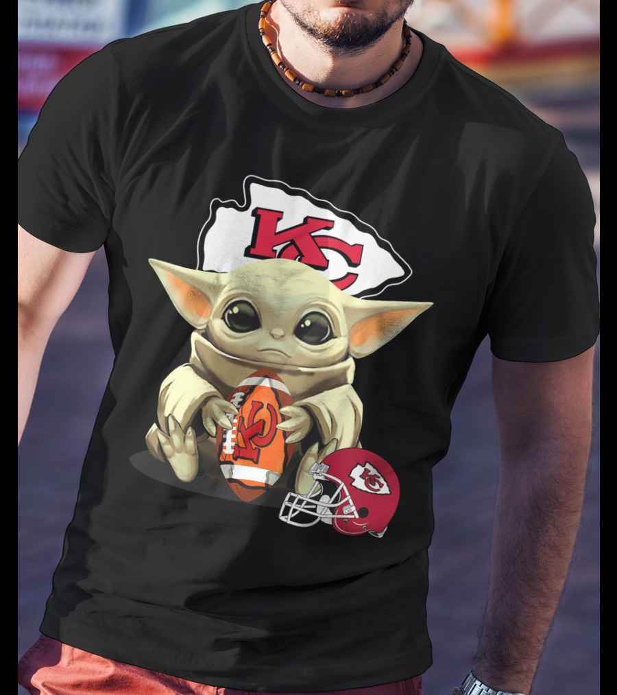 Baby Yoda Kansas City Chiefs Football Helmet T-Shirt