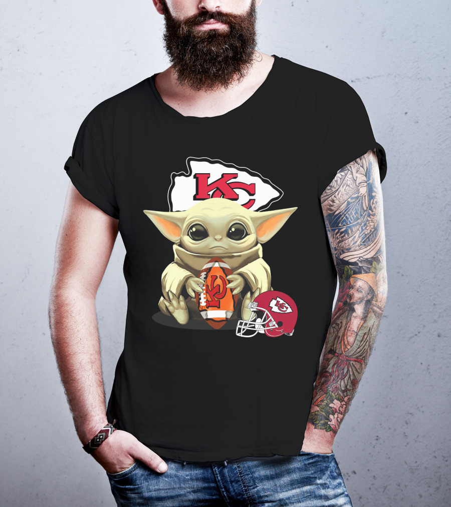 Baby Yoda Kansas City Chiefs Football Helmet T-Shirt