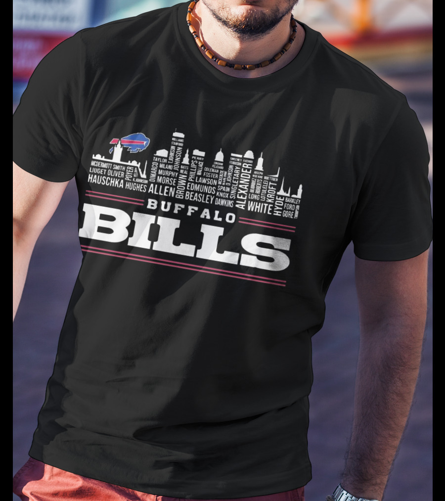Buffalo Bills City Skyline Allen Team Roster T-Shirt