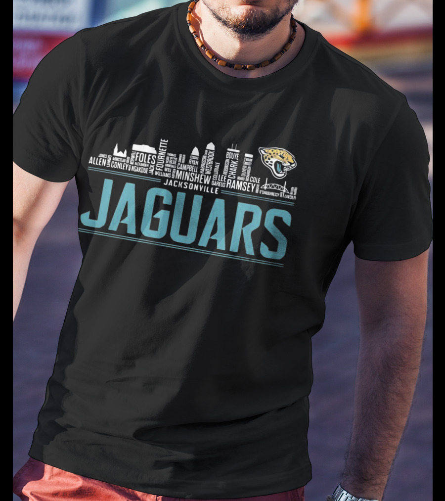 Jacksonville Jaguars City Skyline Nfl Football Names T-Shirt