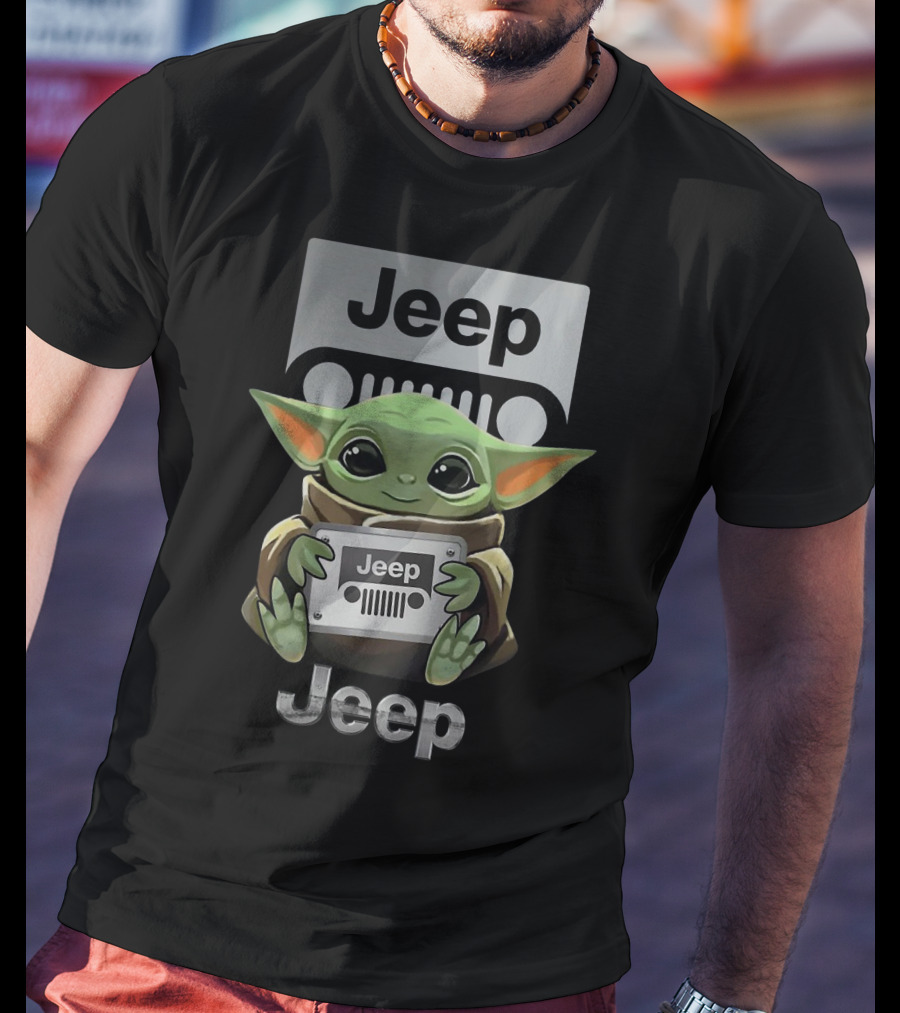 Baby Yoda Jeep Hugging Emblem T-Shirt