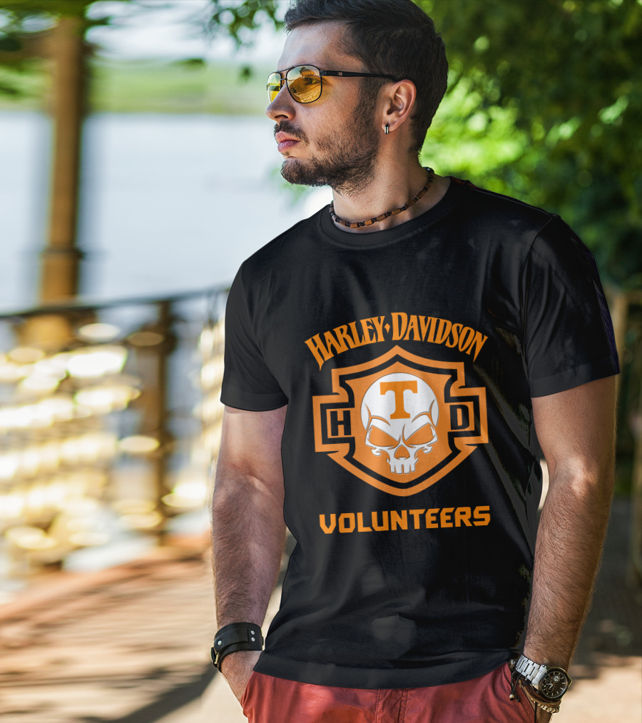 Harley Davidson Volunteers Skull Tennessee Ncaa Football Fans T-Shirt
