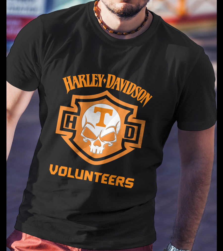 Harley Davidson Volunteers Skull Tennessee Ncaa Football Fans T-Shirt