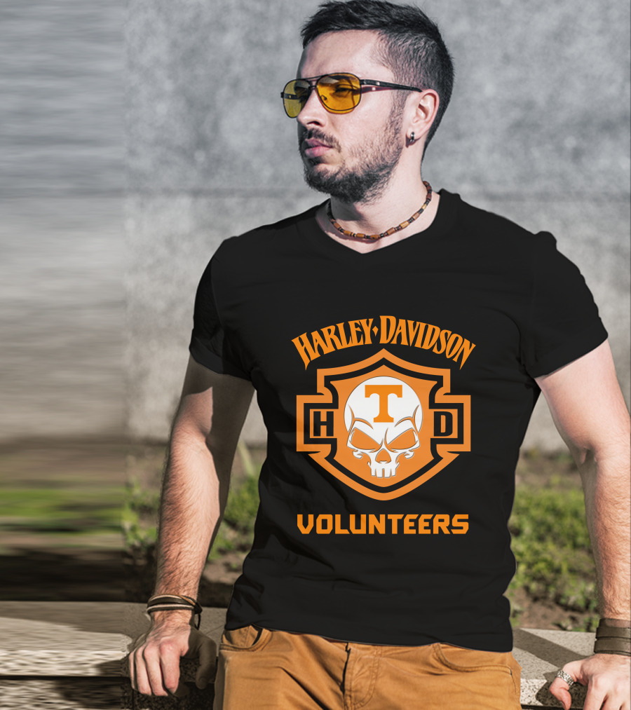 Harley Davidson Volunteers Skull Tennessee Ncaa Football Fans T-Shirt